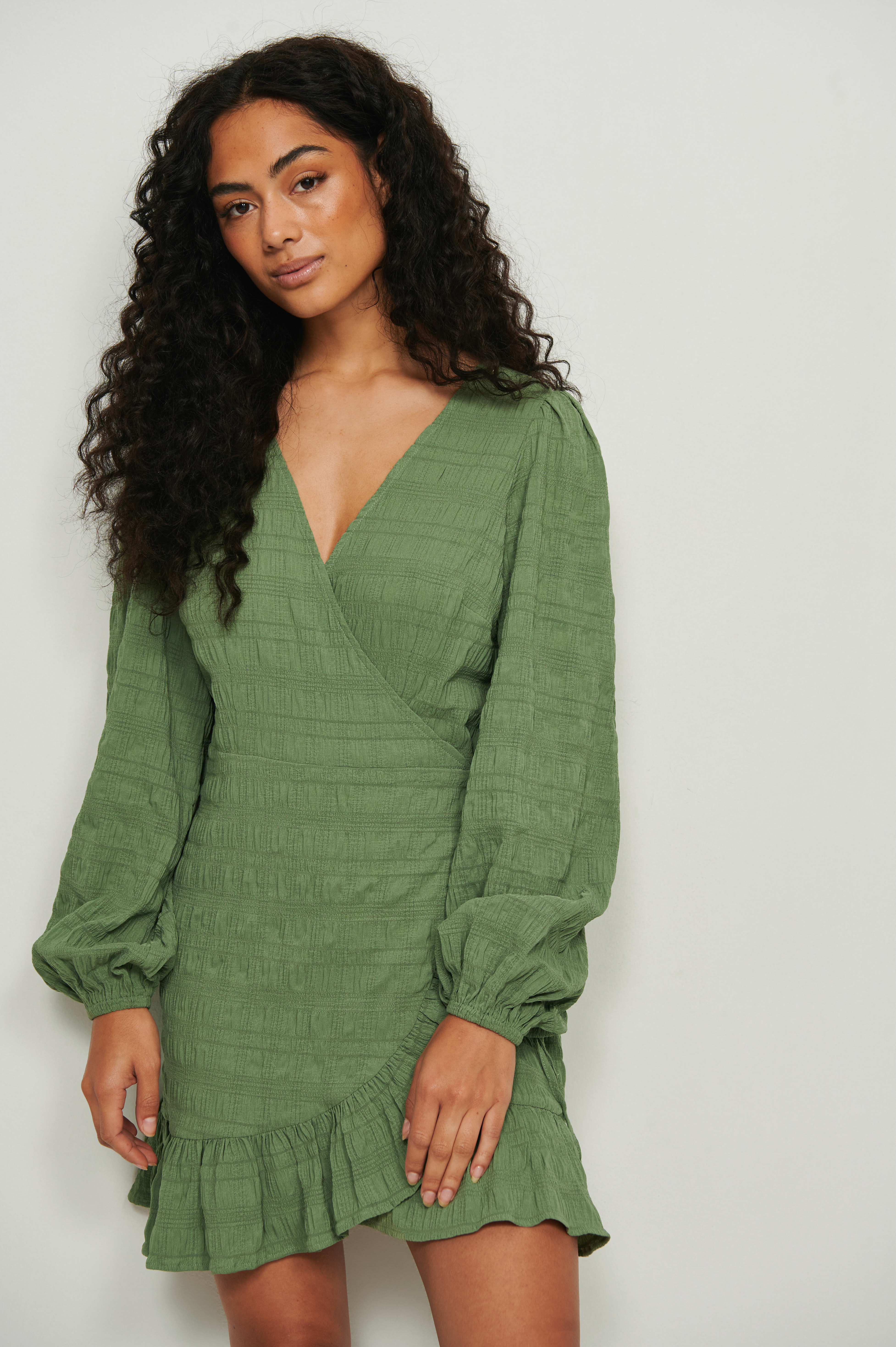 Wrap Structured Mini Dress Green | na ...